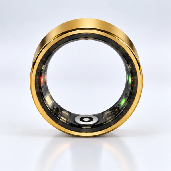 SyncGear Smart Ring goud, recht van voren met de sensoren aan de binnenkant