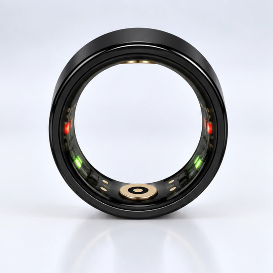 SyncGear Smart Ring zwart, recht van voren met de sensoren aan de binnenkant