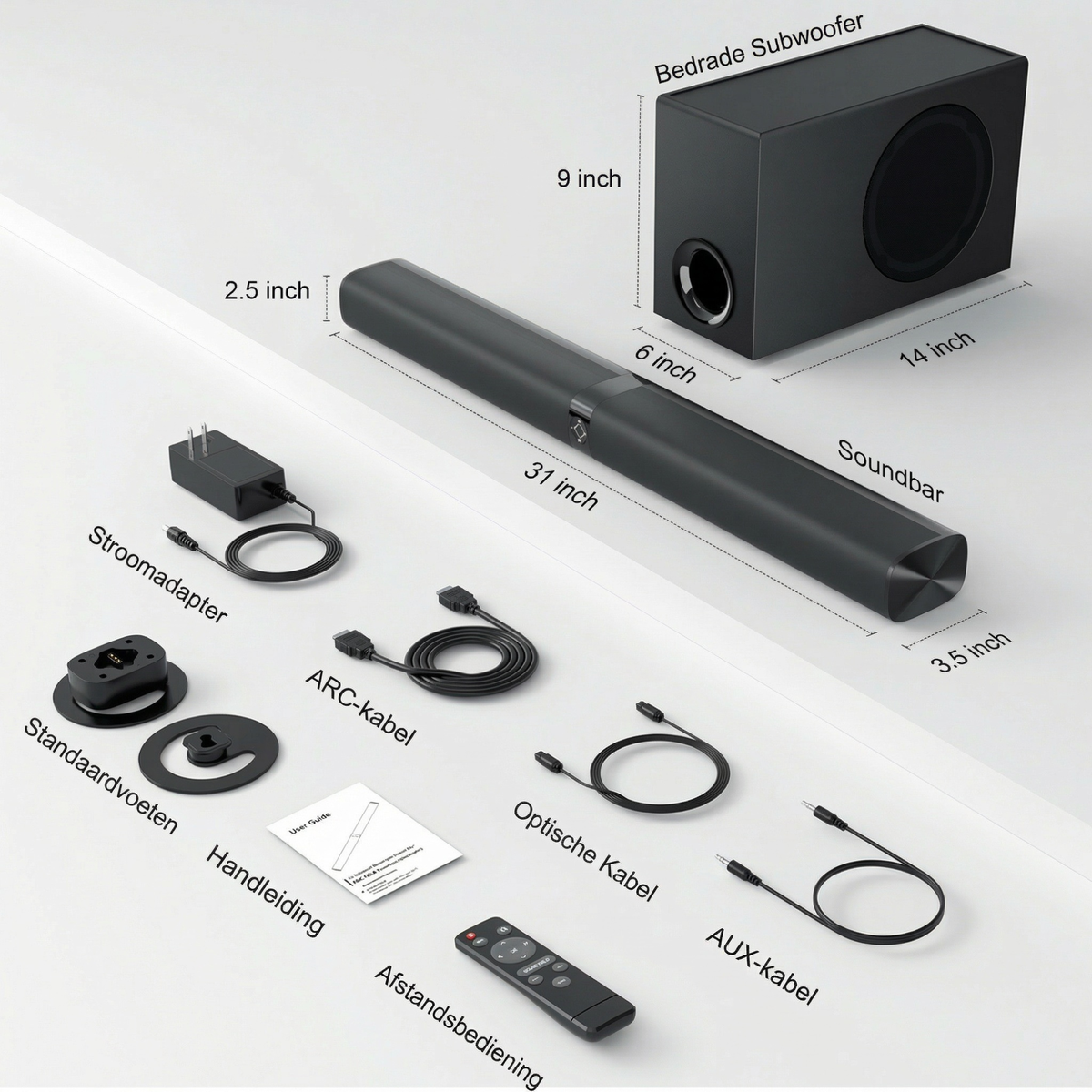 SyncGear 2-in-1 Soundbar met Subwoofer – Nieuw 2026 – Geen Luiden Opstart Geluiden – Home Cinema – 130W – Bluetooth 5.3 – HDMI ARC – TV Speakers – Surround Set Home Cinema – Draadloze Actieve Subwoofer