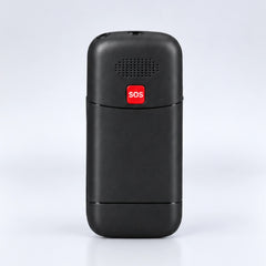 Achterkant van de SyncGear Senioren GSM 4G met de rode SOS-knop