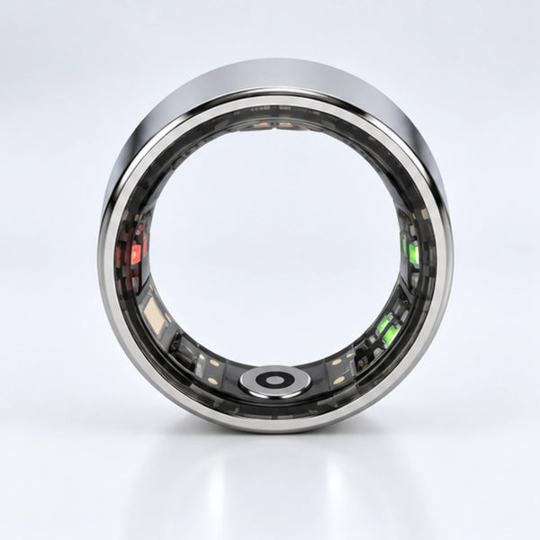 SyncGear Smart Ring zilver, recht van voren met de sensoren aan de binnenkant