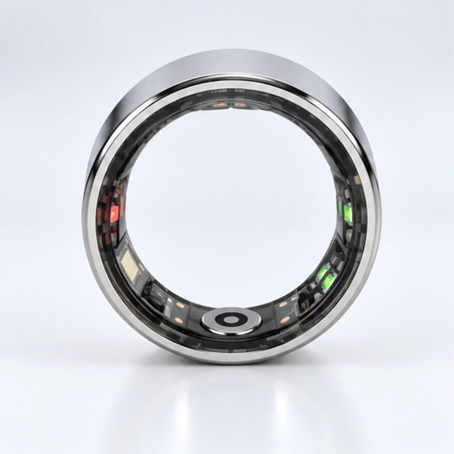SyncGear Smart Ring zilver, recht van voren met de sensoren aan de binnenkant